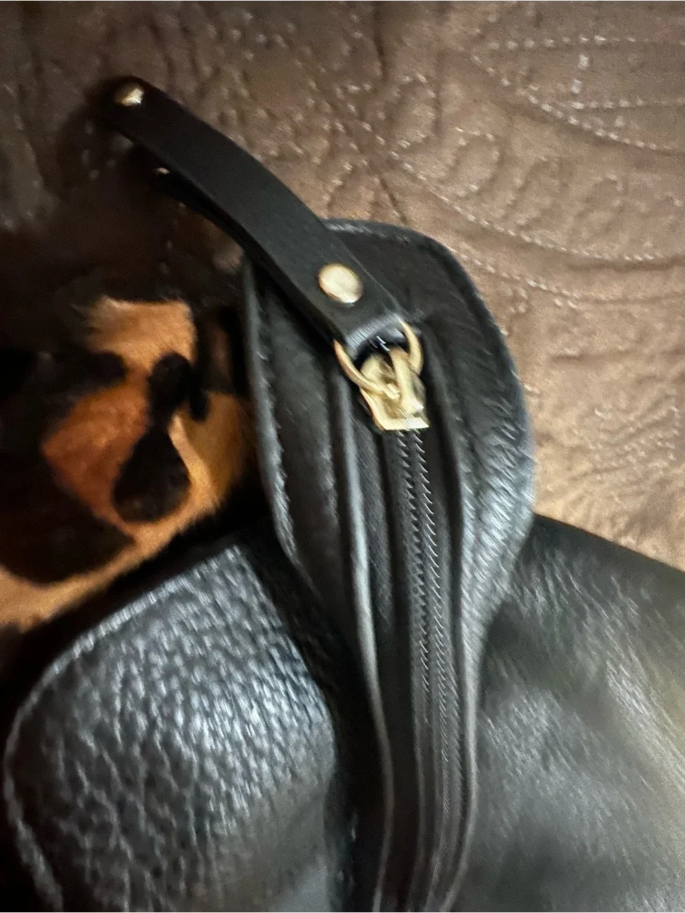 Leopard Print Faux Fur Tote with Black Trim